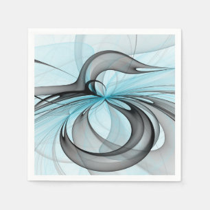 Abstract Antraciet Grijs Blauw Moderne Fractale Ku Servet
