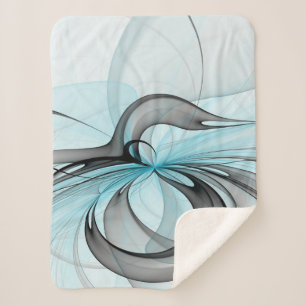 Abstract Antraciet Grijs Blauw Moderne Fractale Ku Sherpa Deken