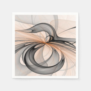 Abstract Antraciet Grijs Sienna Moderne Fractale K Servet