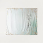 Abstract Aqua Ombre Fade met Mat Goud Glitter Wandkleed (Voorkant (horizontaal))