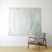 Abstract Aqua Ombre Fade met Mat Goud Glitter Wandkleed (In Situ (horizontaal))