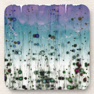 Abstract Aqua Paars en Zwart Bier Onderzetter
