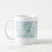 Abstract Aqua Sea Life Line Art Mug  (Gauche)