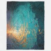 Abstract Aqua Waves with Golden Sunlight Fleece Deken (Voorkant)