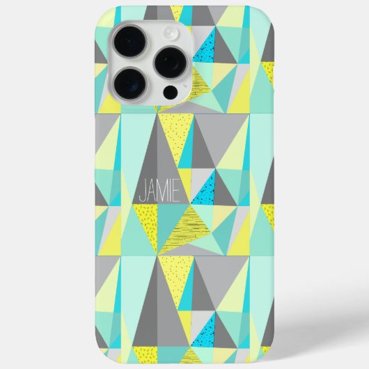Abstract Aqua Yellow Grey Geometric Persoonlijk Case-Mate iPhone Case (Achterkant)