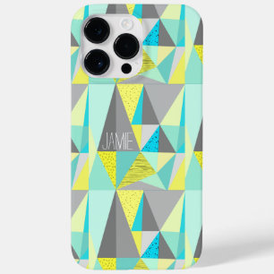 Abstract Aqua Yellow Grey Geometric Persoonlijk Case-Mate iPhone 14 Pro Max Hoesje