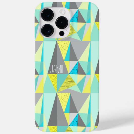 Abstract Aqua Yellow Grey Geometric Persoonlijk Case-Mate iPhone Case (Achterkant)