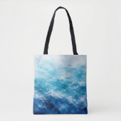 Abstract Aquarel Blauwe Oceaan Zee Draagtas (Voorkant)