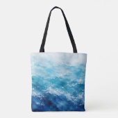 Abstract Aquarel Blauwe Oceaan Zee Draagtas (Achterkant)