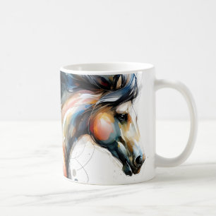 Abstract Aquarel Rennend Paard Koffiemok