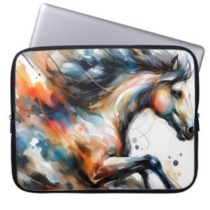 Abstract Aquarel Rennend Paard Laptop Sleeve