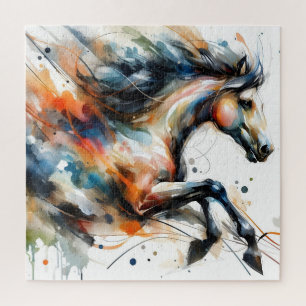Abstract Aquarel Rennend Paard Legpuzzel