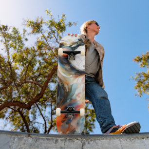 Abstract Aquarel Rennend Paard Skateboard