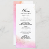 Abstract Aquarel Roze Kwaststreken & Goud   Menu (Voorkant / Achterkant)