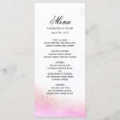 Abstract Aquarel Roze Kwaststreken & Goud   Menu (Voorkant)