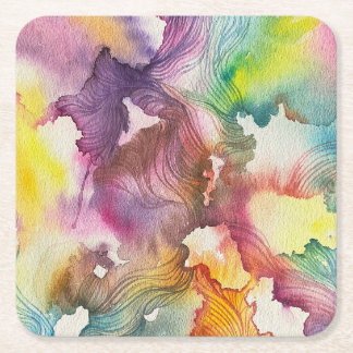 Abstract Aquarel Vierkante Kartonnen Onderzetter