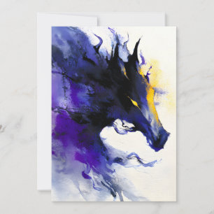 Abstract Aquarel Zwart Paardenportret Aankondiging