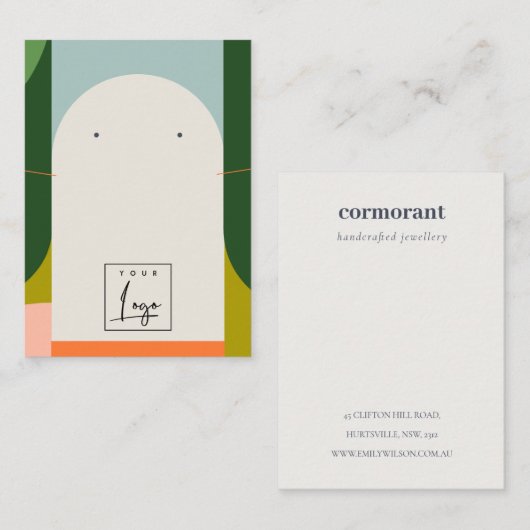 Abstract Arch Retro Kleurrijk Logo Ketting Visitekaartje (Voorkant / Achterkant)