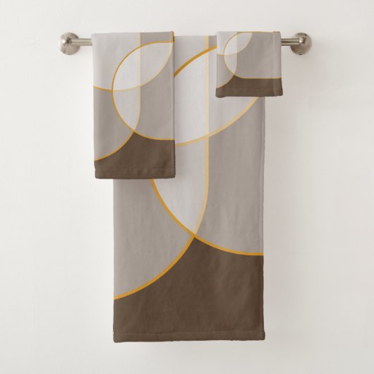 Abstract arsenaal in bruin, beige, tinten en goud bad handdoek (Insitu)