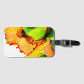 Abstract Art Alcohol Inkt Geel Groen Bagagelabel (Voorkant (horizontaal))