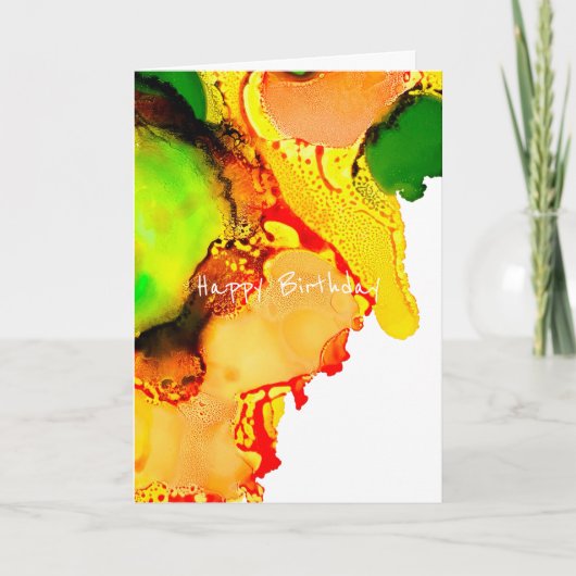 Abstract Art Alcohol Inkt Geel Groen Kaart (Voorkant)