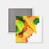 Abstract Art Alcohol Inkt Geel Groen Magneet (Voorkant / Achterkant)