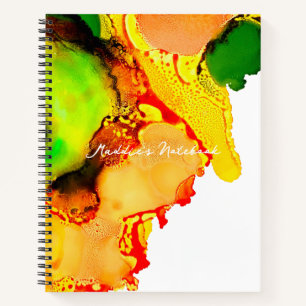Abstract Art Alcohol Inkt Geel Groen Notitieboek