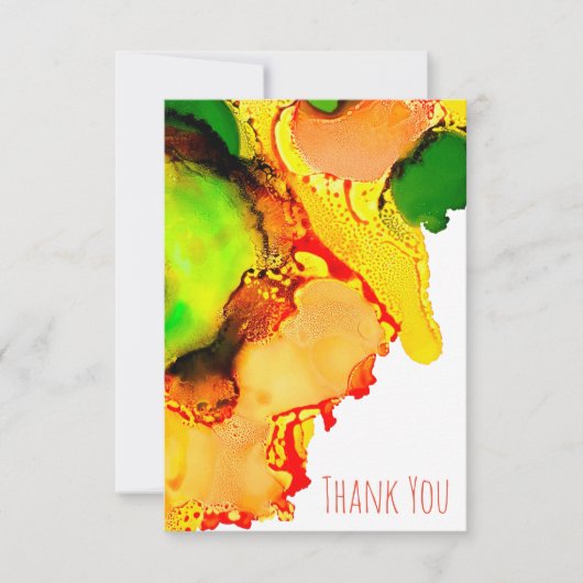 Abstract Art Alcohol Inkt Geel Groen Notitiekaartje (Voorkant)