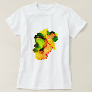 Abstract Art Alcohol Inkt Geel Groen T-shirt