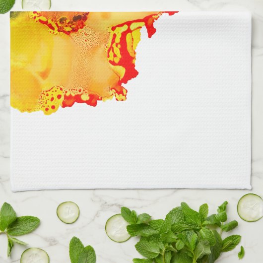 Abstract Art Alcohol Inkt Geel Groen Theedoek (Gevouwen)