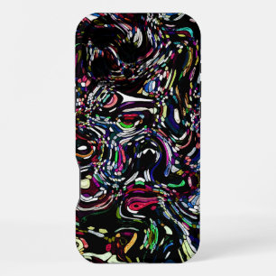 Abstract Art Black Swirl Red iPhone 16 Pro Max Hoesje