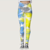 Abstract Art Blue White Gellow Grey Minimalism Leggings (Voorkant)