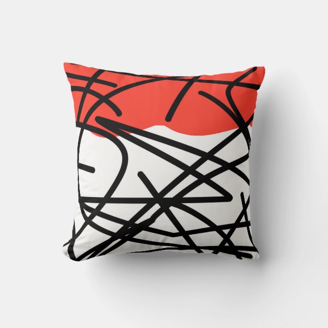 Abstract Art Coral Red White Kussen (Voorkant)