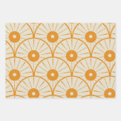 Abstract Art Deco Sun Pattern Oranje Inpakpapier Vel (Voorkant)