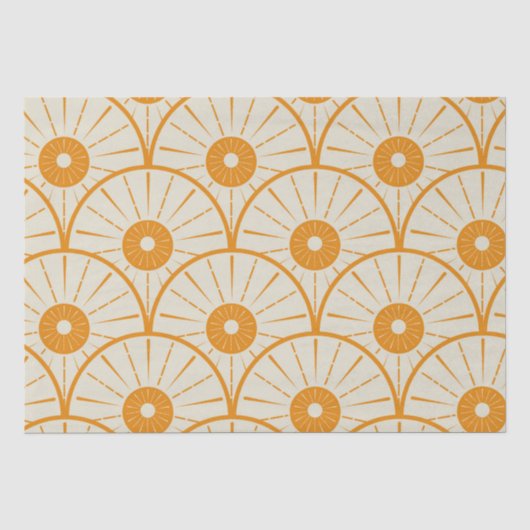 Abstract Art Deco Zon Patroon Oranje Tissuepapier (Voorkant)
