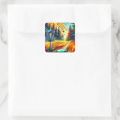 Abstract Art Disc Golf thema Vierkante Sticker (Tas)
