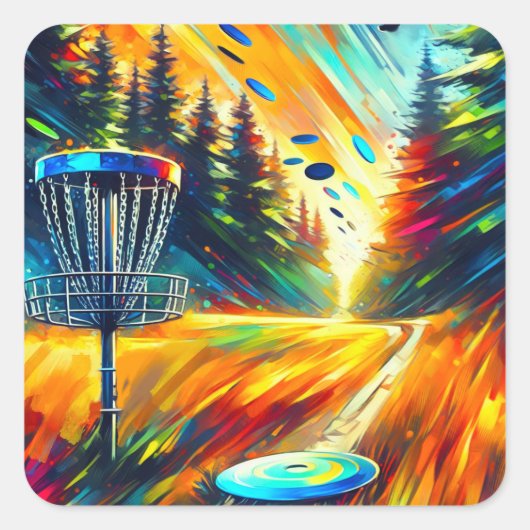 Abstract Art Disc Golf thema Vierkante Sticker (Voorkant)