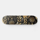 Abstract Art Gold Foliage Black Minimal Boho Funky Skateboard (Horizontaal)