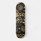 Abstract Art Gold Foliage Black Minimal Boho Funky Skateboard (Voorkant)