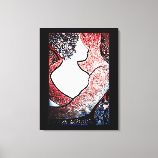 Abstract Art Interraciaal paar in liefdevolle omhe Canvas Afdruk (Voorkant)