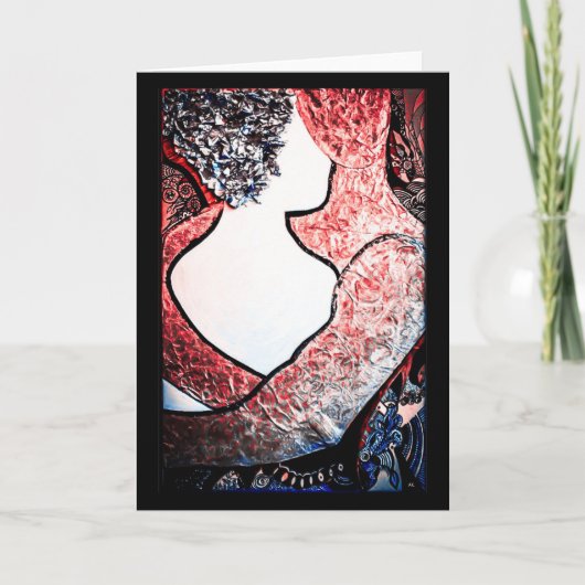 Abstract Art Interraciaal paar in liefdevolle omhe Kaart (Voorkant)