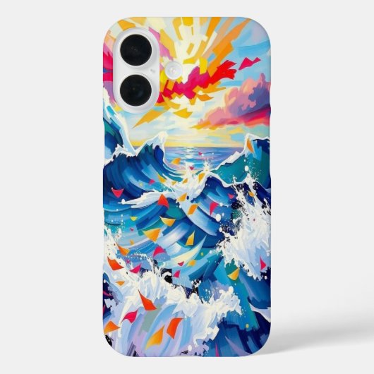 Abstract Art iPhone 16 Case abstract waves (Achterkant)