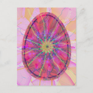 Abstract Art Kleurrijke Ei Elegant Rood Roze Peach Feestdagenkaart