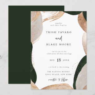 Abstract Art Lijst Green Gold Wedding Kaart