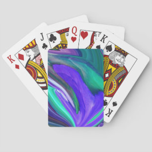 Abstract Art Paars N Blauwgroen leder Speelkaarten