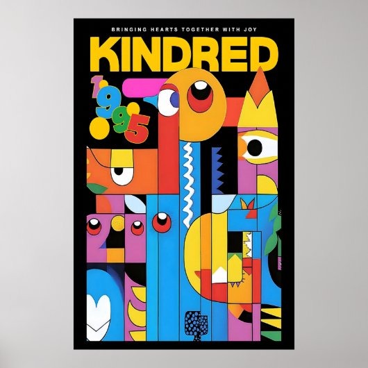 Abstract Art Poster Kindred 1995 Exhibition Print (Devant)