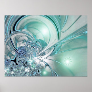 Abstract Art Poster Tweekleurig Blauw Glas