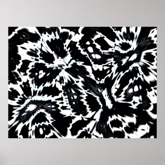 Abstract Art Poster Wild Over Black White (Voorkant)