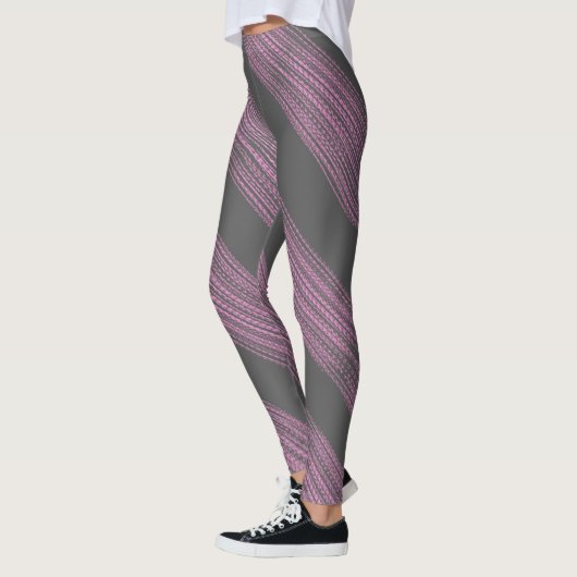 Abstract Art Roze Koraal Charcoal Grijs Leggings (Links)