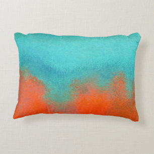 Abstract Art Sky Fire Lava Coral Turquoise Orange Accent Kussen